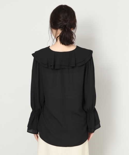 LOWRYS FARM（ローリーズファーム）の「ワイドカラーブラウス　804857（シャツ/ブラウス・レディース・オフホワイト/ブラック/イエロー・MEDIUM/LARGE）」の8枚目の写真