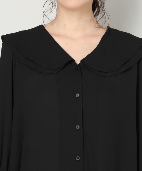 LOWRYS FARM（ローリーズファーム）の「ワイドカラーブラウス　804857（シャツ/ブラウス・レディース・オフホワイト/ブラック/イエロー・MEDIUM/LARGE）」の9枚目の写真