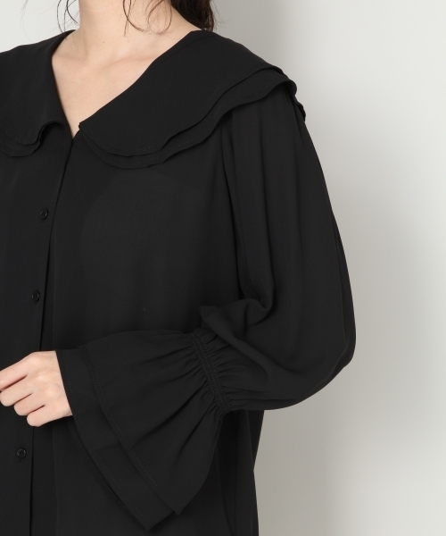 LOWRYS FARM（ローリーズファーム）の「ワイドカラーブラウス　804857（シャツ/ブラウス・レディース・オフホワイト/ブラック/イエロー・MEDIUM/LARGE）」の10枚目の写真