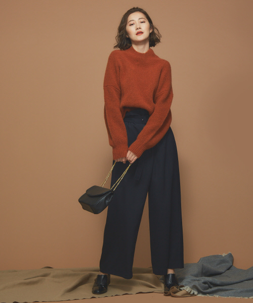 Abahouse Devinette(ドゥヴィネット)の「ウールタムストレッチプルオーバー(ニット/セーター・レディース・ダークブラウン/オレンジ/アイボリー・フリー)」の11枚目の写真