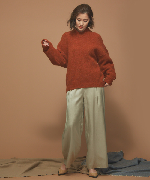 Abahouse Devinette(ドゥヴィネット)の「ウールタムストレッチプルオーバー(ニット/セーター・レディース・ダークブラウン/オレンジ/アイボリー・フリー)」の12枚目の写真