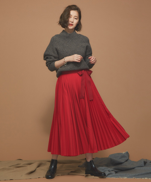 Abahouse Devinette(ドゥヴィネット)の「ウールタムストレッチプルオーバー(ニット/セーター・レディース・ダークブラウン/オレンジ/アイボリー・フリー)」の9枚目の写真