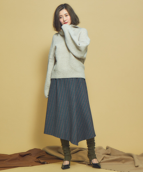 Abahouse Devinette(ドゥヴィネット)の「ウールタムストレッチプルオーバー(ニット/セーター・レディース・ダークブラウン/オレンジ/アイボリー・フリー)」の7枚目の写真