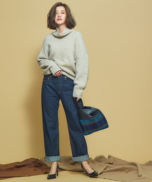 Abahouse Devinette(ドゥヴィネット)の「ウールタムストレッチプルオーバー(ニット/セーター・レディース・ダークブラウン/オレンジ/アイボリー・フリー)」の13枚目の写真