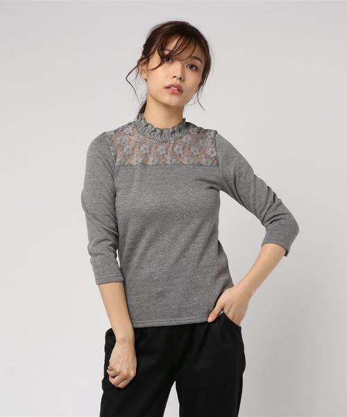 GeeRA(ジーラ)の「レース切替裏シャギープルオーバー(Tシャツ/カットソー・レディース・ブラック/グレー/ボルドー/オフホワイト/ブラウン・X-LARGE/SMALL/MEDIUM/LARGE)」の4枚目の写真