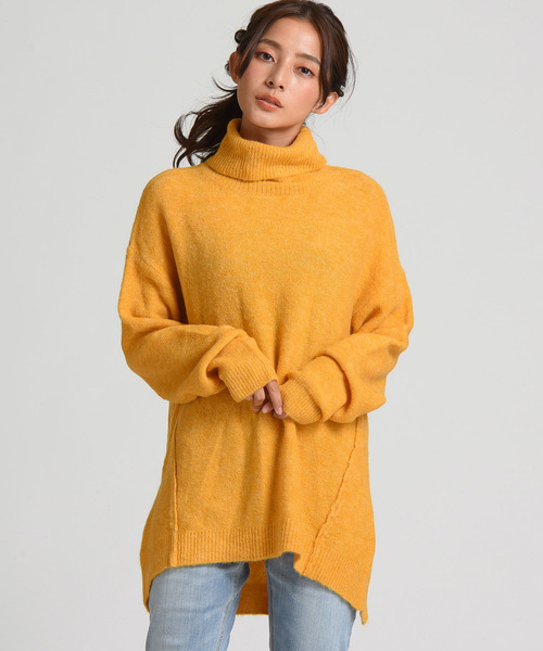 LIPSTAR（リップスター）の「カラートップブークレータートルニット（ニット/セーター・レディース・ネイビー/ピンク/イエロー/グレー・M）」の13枚目の写真