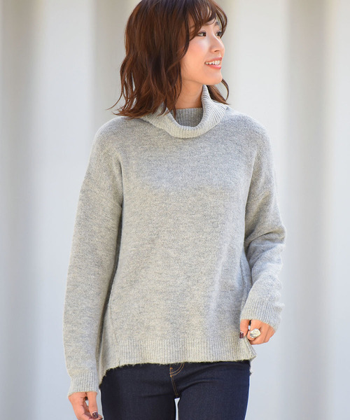 LIPSTAR（リップスター）の「カラートップブークレータートルニット（ニット/セーター・レディース・ネイビー/ピンク/イエロー/グレー・M）」の22枚目の写真