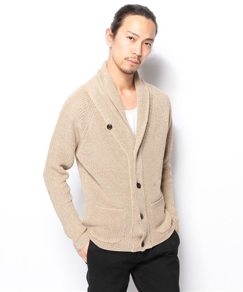 KATHARINE HAMNETT LONDON （キャサリンハムネットロンドン）の「COTTON TAPE CARDIGAN / コットンテープカーディガン（カーディガン/ボレロ・メンズ・ホワイト/モカ/ブルー・MEDIUM/LARGE）」の2枚目の写真