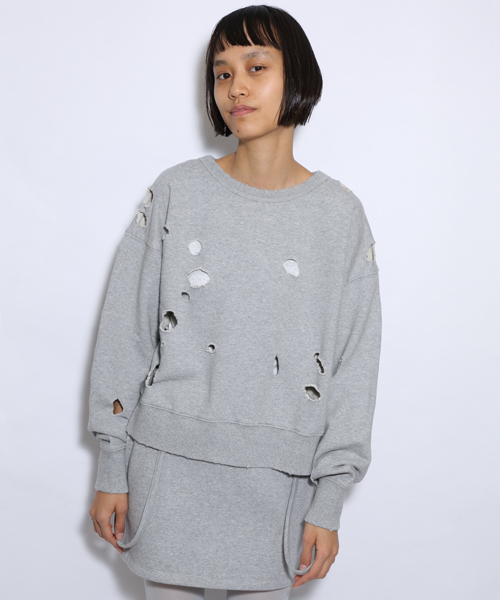 i（アイ）の「ボロボロトレーナー（Tシャツ/カットソー・レディース・グレー/ブラック/ホワイト・ﾌﾘ-）」の3枚目の写真