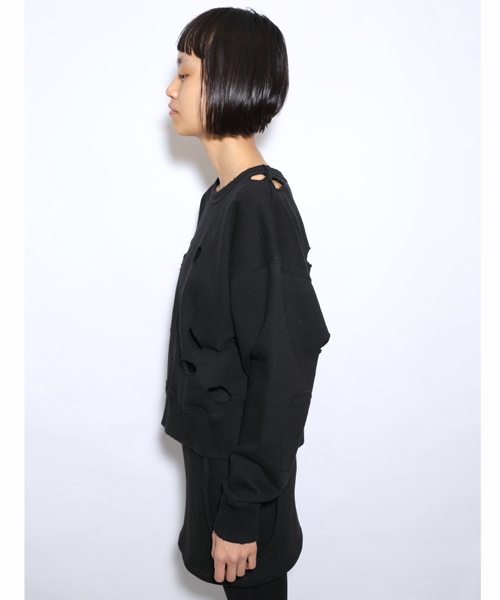 i（アイ）の「ボロボロトレーナー（Tシャツ/カットソー・レディース・グレー/ブラック/ホワイト・ﾌﾘ-）」の4枚目の写真