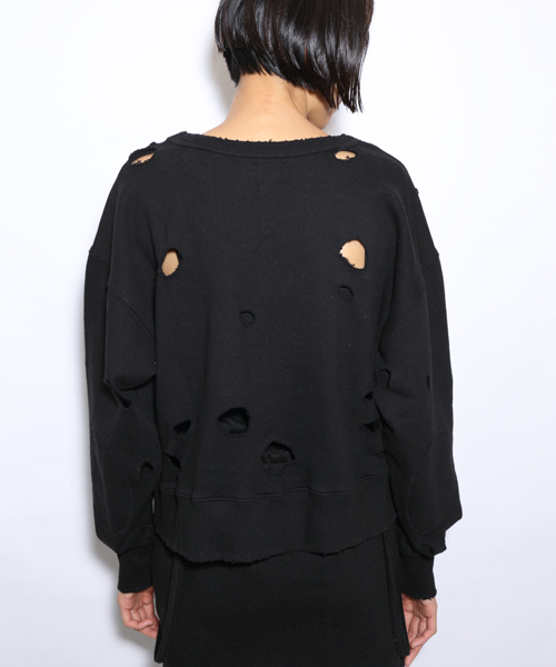 i（アイ）の「ボロボロトレーナー（Tシャツ/カットソー・レディース・グレー/ブラック/ホワイト・ﾌﾘ-）」の5枚目の写真