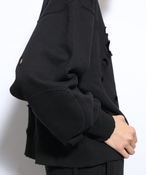 i（アイ）の「ボロボロトレーナー（Tシャツ/カットソー・レディース・グレー/ブラック/ホワイト・ﾌﾘ-）」の6枚目の写真