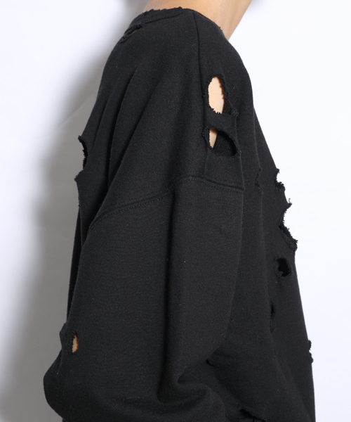 i（アイ）の「ボロボロトレーナー（Tシャツ/カットソー・レディース・グレー/ブラック/ホワイト・ﾌﾘ-）」の7枚目の写真