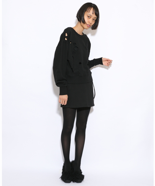 i（アイ）の「ボロボロトレーナー（Tシャツ/カットソー・レディース・グレー/ブラック/ホワイト・ﾌﾘ-）」の10枚目の写真