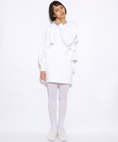 i（アイ）の「ボロボロトレーナー（Tシャツ/カットソー・レディース・グレー/ブラック/ホワイト・ﾌﾘ-）」の11枚目の写真