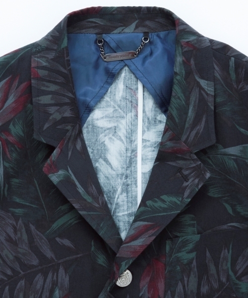MONKEY TIME(モンキータイム)の「MT∴ ダークトロピカル プリント 3B ブレザー◆(テーラードジャケット・メンズ・ブラック/ネイビー・MEDIUM/SMALL/LARGE)」の3枚目の写真
