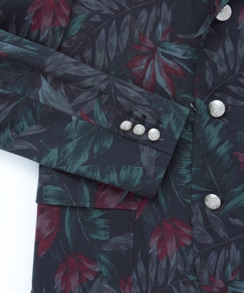 MONKEY TIME(モンキータイム)の「MT∴ ダークトロピカル プリント 3B ブレザー◆(テーラードジャケット・メンズ・ブラック/ネイビー・MEDIUM/SMALL/LARGE)」の4枚目の写真