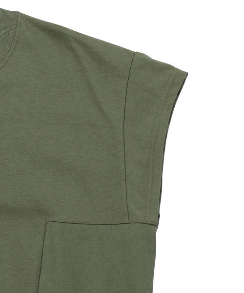 MONKEY TIME(モンキータイム)の「<PRE_> GUSSET SLEEVELESS T/ノースリーブ(Tシャツ/カットソー・メンズ・ダークブラウン/オリーブ・MEDIUM/LARGE)」の5枚目の写真