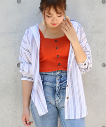 VENCEEXCHANGE | レーヨン麻ストライプルーズシャツ(シャツ/ブラウス)