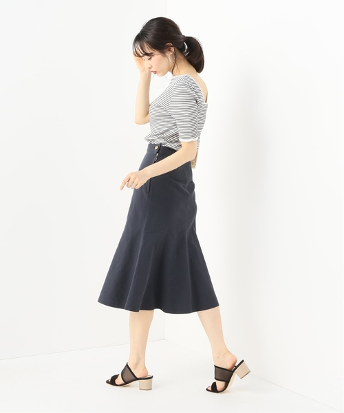La TOTALITE(ラトータリテ)の「パネルフレアスカート◆(スカート・レディース・ネイビー/サックスブルー・38/36/40)」の5枚目の写真