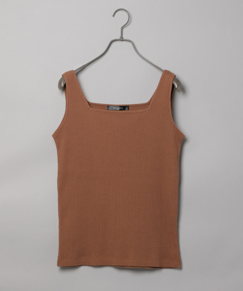 PAGEBOY(ページボーイ)の「テレコスクエアタンク(Tシャツ/カットソー・レディース・ブラック/ダークブラウン/ベージュ/オフホワイト・FREE)」の4枚目の写真