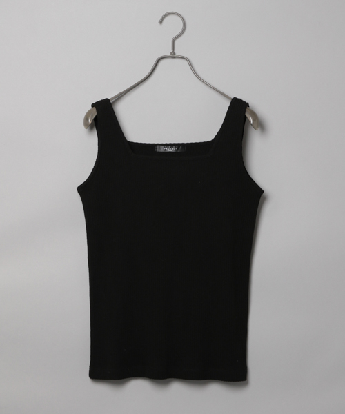PAGEBOY(ページボーイ)の「テレコスクエアタンク(Tシャツ/カットソー・レディース・ブラック/ダークブラウン/ベージュ/オフホワイト・FREE)」の3枚目の写真