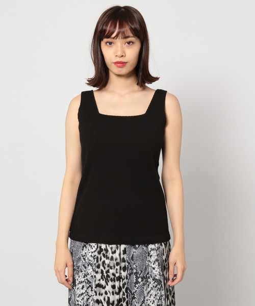 PAGEBOY(ページボーイ)の「テレコスクエアタンク(Tシャツ/カットソー・レディース・ブラック/ダークブラウン/ベージュ/オフホワイト・FREE)」の8枚目の写真