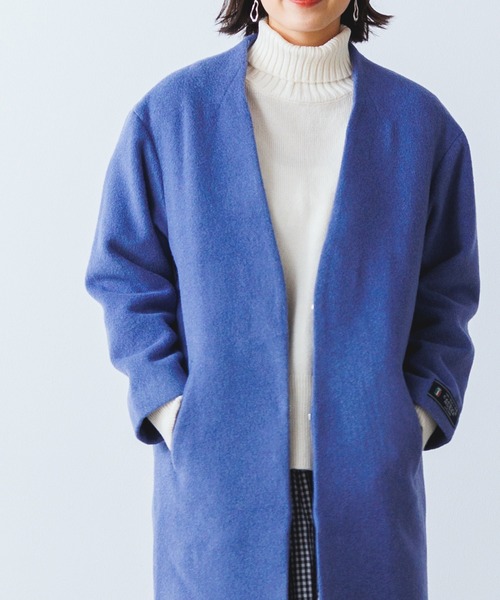 OMNES Supremo（オムネス　スプレモ）の「JET PREMIA ノーカラーコート（ノーカラージャケット・レディース・ホワイト/ライトグレー/ネイビー/オレンジ/ダークブルー/キャメル・FREE）」の21枚目の写真