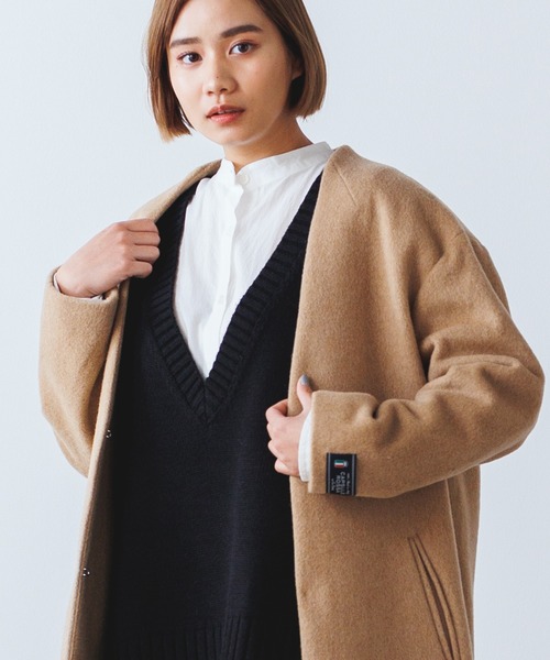 OMNES Supremo（オムネス　スプレモ）の「JET PREMIA ノーカラーコート（ノーカラージャケット・レディース・ホワイト/ライトグレー/ネイビー/オレンジ/ダークブルー/キャメル・FREE）」の19枚目の写真
