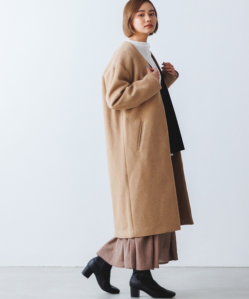 OMNES Supremo（オムネス　スプレモ）の「JET PREMIA ノーカラーコート（ノーカラージャケット・レディース・ホワイト/ライトグレー/ネイビー/オレンジ/ダークブルー/キャメル・FREE）」の20枚目の写真