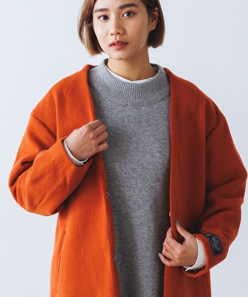 OMNES Supremo（オムネス　スプレモ）の「JET PREMIA ノーカラーコート（ノーカラージャケット・レディース・ホワイト/ライトグレー/ネイビー/オレンジ/ダークブルー/キャメル・FREE）」の16枚目の写真