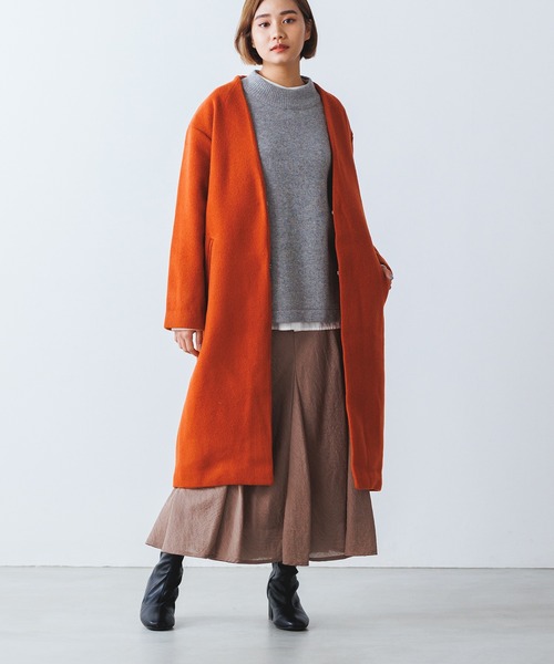 OMNES Supremo（オムネス　スプレモ）の「JET PREMIA ノーカラーコート（ノーカラージャケット・レディース・ホワイト/ライトグレー/ネイビー/オレンジ/ダークブルー/キャメル・FREE）」の13枚目の写真