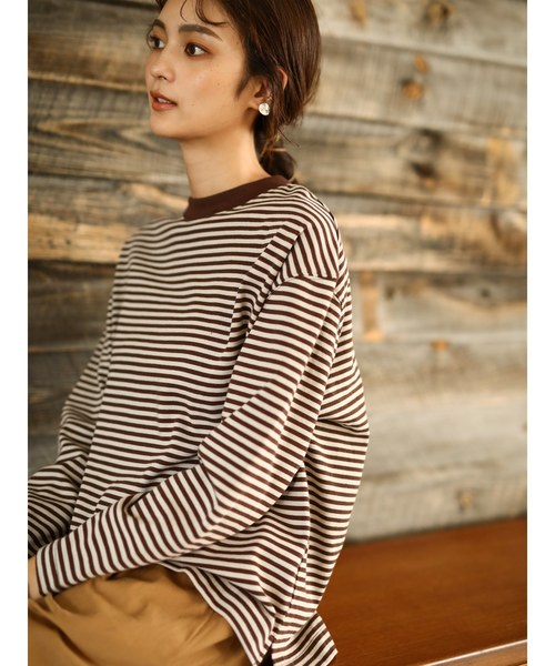 CRAFT STANDARD BOUTIQUE(クラフトスタンダードブティック)の「長袖前後差プルオーバー〇*(Tシャツ/カットソー・レディース・ダークグレー/ホワイト系その他/ブラック系その他4/グレー系その他4/キャメル/その他7・M/L)」の6枚目の写真