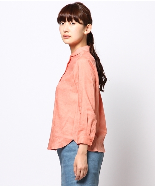 ELFORBR(エルフォーブル)の「リネンワッシャーちびシャツ(シャツ/ブラウス・レディース・ホワイト/サックスブルー/サーモンピンク・38)」の10枚目の写真