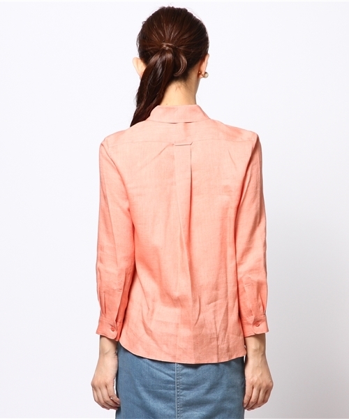 ELFORBR(エルフォーブル)の「リネンワッシャーちびシャツ(シャツ/ブラウス・レディース・ホワイト/サックスブルー/サーモンピンク・38)」の11枚目の写真