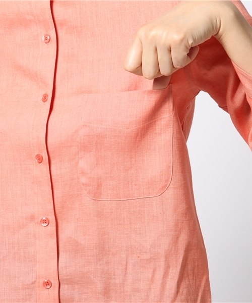 ELFORBR(エルフォーブル)の「リネンワッシャーちびシャツ(シャツ/ブラウス・レディース・ホワイト/サックスブルー/サーモンピンク・38)」の8枚目の写真