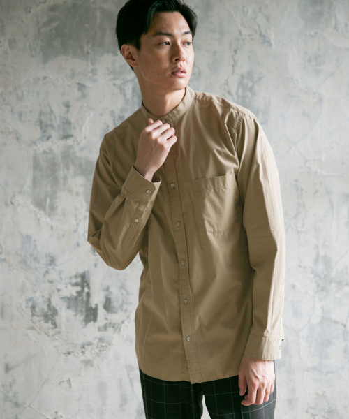 GLOBAL WORK（グローバルワーク）の「ファインスムースバンドシャツ/842452（シャツ/ブラウス・メンズ・ホワイト/ブルー/グリーン系その他・SMALL/MEDIUM/LARGE/X-LARGE）」の3枚目の写真