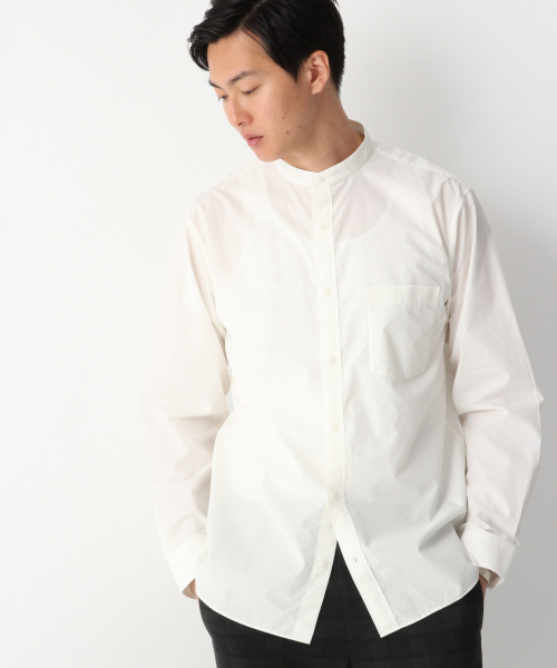 GLOBAL WORK（グローバルワーク）の「ファインスムースバンドシャツ/842452（シャツ/ブラウス・メンズ・ホワイト/ブルー/グリーン系その他・SMALL/MEDIUM/LARGE/X-LARGE）」の2枚目の写真