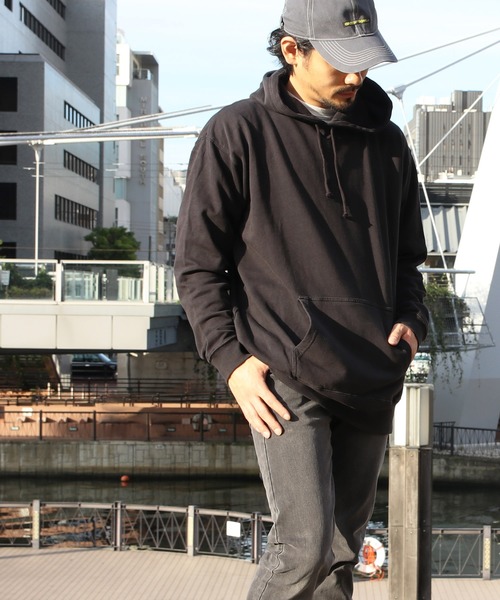 OLD BETTY'S（オールドベティーズ）の「Pigment Dye Sweat Parka(SURPASS～） /ヴィンテージ風 バック 刺繍 スウェット パーカー（パーカー・レディース・ブラック/ネイビー/オフホワイト・40/38）」の14枚目の写真