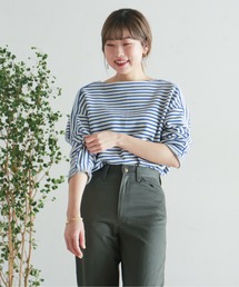 NOMBRE IMPAIR | ニットライクボーダー　肩切り替えカットソー(Tシャツ/カットソー)