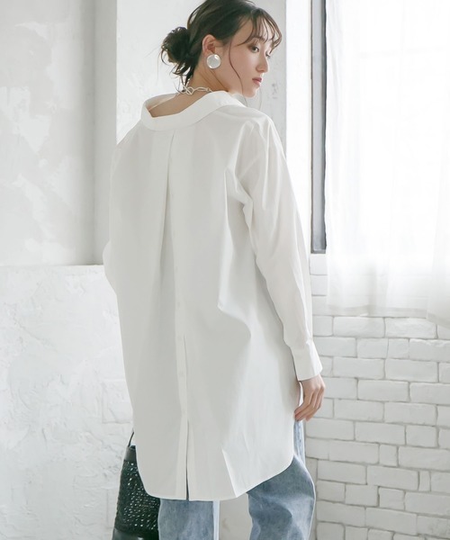 rectangle(レクタングル)の「両開きコットンロングシャツ(シャツ/ブラウス・レディース・ベージュ/オフホワイト/ライトカーキ・FREE)」の2枚目の写真