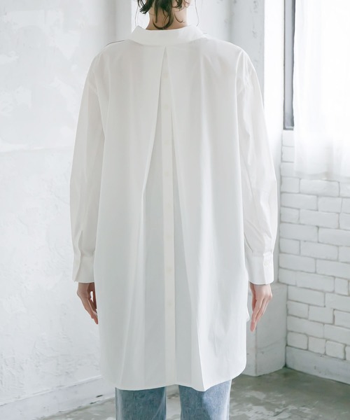 rectangle(レクタングル)の「両開きコットンロングシャツ(シャツ/ブラウス・レディース・ベージュ/オフホワイト/ライトカーキ・FREE)」の5枚目の写真