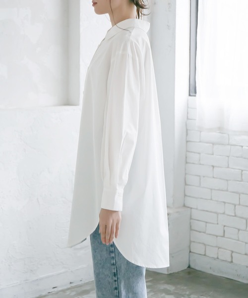rectangle(レクタングル)の「両開きコットンロングシャツ(シャツ/ブラウス・レディース・ベージュ/オフホワイト/ライトカーキ・FREE)」の6枚目の写真