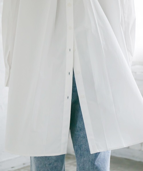rectangle(レクタングル)の「両開きコットンロングシャツ(シャツ/ブラウス・レディース・ベージュ/オフホワイト/ライトカーキ・FREE)」の10枚目の写真