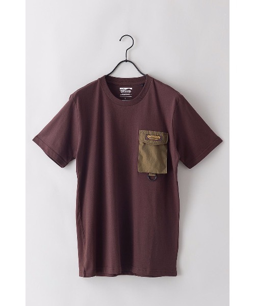OUTDOOR PRODUCTS APPAREL(アウトドアプロダクツアパレル)の「ロゴテープ シリコンロゴ プリントTシャツ ポケット付き(Tシャツ/カットソー・メンズ・ベージュ/チャコールグレー/アイボリー/ブラウン・SMALL/MEDIUM/LARGE/X-LARGE)」の6枚目の写真