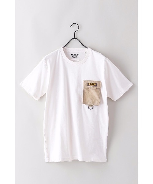 OUTDOOR PRODUCTS APPAREL(アウトドアプロダクツアパレル)の「ロゴテープ シリコンロゴ プリントTシャツ ポケット付き(Tシャツ/カットソー・メンズ・ベージュ/チャコールグレー/アイボリー/ブラウン・SMALL/MEDIUM/LARGE/X-LARGE)」の5枚目の写真