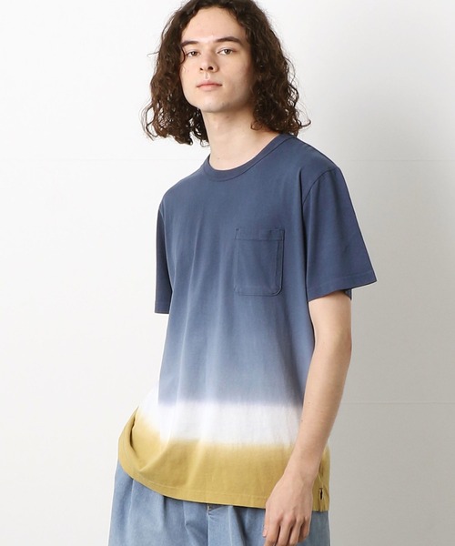 Purple&Yellow(パープルアンドイエロー)の「胸ポケット 段染め クルーネックTシャツ(Tシャツ/カットソー・メンズ・ベージュ/ネイビー/ブラウン・SMALL/MEDIUM/LARGE/X-LARGE/X-SMALL)」の3枚目の写真