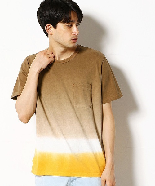 Purple&Yellow(パープルアンドイエロー)の「胸ポケット 段染め クルーネックTシャツ(Tシャツ/カットソー・メンズ・ベージュ/ネイビー/ブラウン・SMALL/MEDIUM/LARGE/X-LARGE/X-SMALL)」の11枚目の写真
