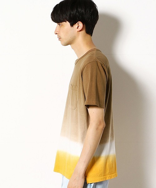Purple&Yellow(パープルアンドイエロー)の「胸ポケット 段染め クルーネックTシャツ(Tシャツ/カットソー・メンズ・ベージュ/ネイビー/ブラウン・SMALL/MEDIUM/LARGE/X-LARGE/X-SMALL)」の12枚目の写真