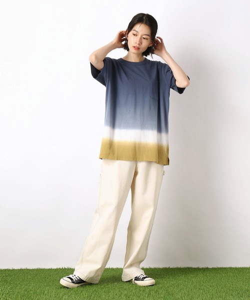 Purple&Yellow(パープルアンドイエロー)の「胸ポケット 段染め クルーネックTシャツ(Tシャツ/カットソー・メンズ・ベージュ/ネイビー/ブラウン・SMALL/MEDIUM/LARGE/X-LARGE/X-SMALL)」の9枚目の写真